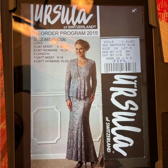 Ursula of Switzerland Dresses & Skirts - Ursula of Switzerland Silver-Gray Lace Evening Gown with Jacket